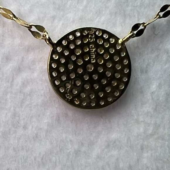 Dainty Fine Circle Reversible Gold/Sparkle CZ Necklace 18” - Picture 5 of 13